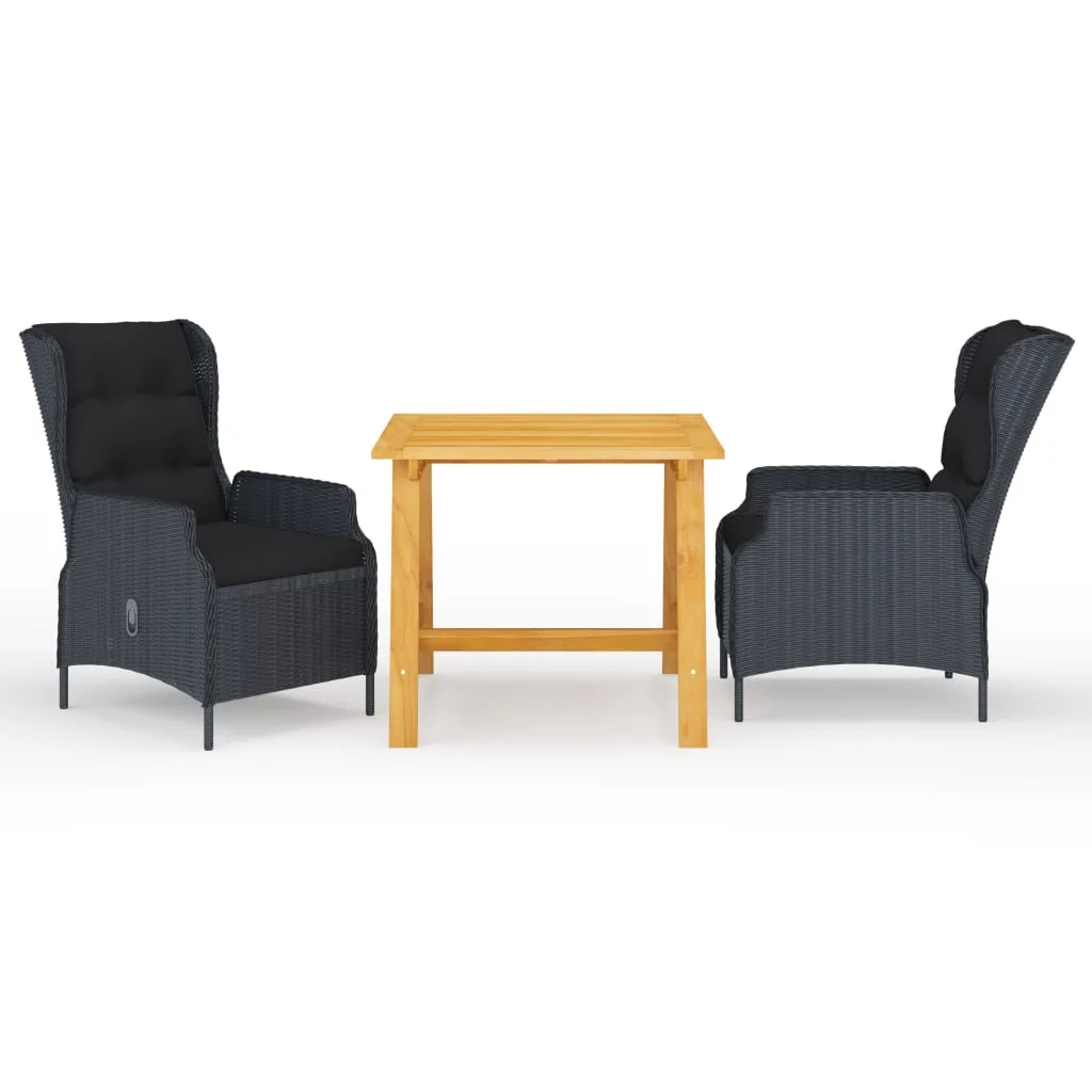 3-dielna záhradná jedálenská súprava tmavosivá