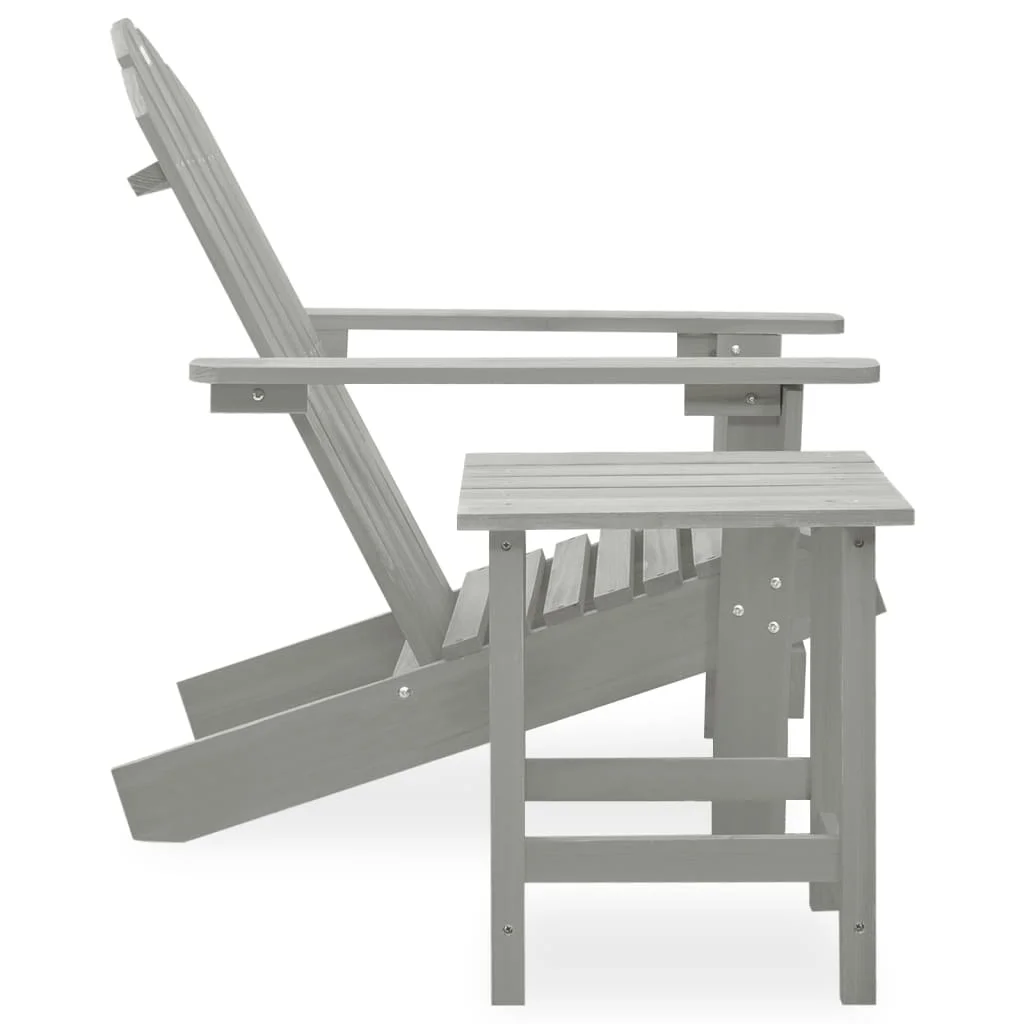Záhradná stolička Adirondack so stolíkom jedľový masív sivá
