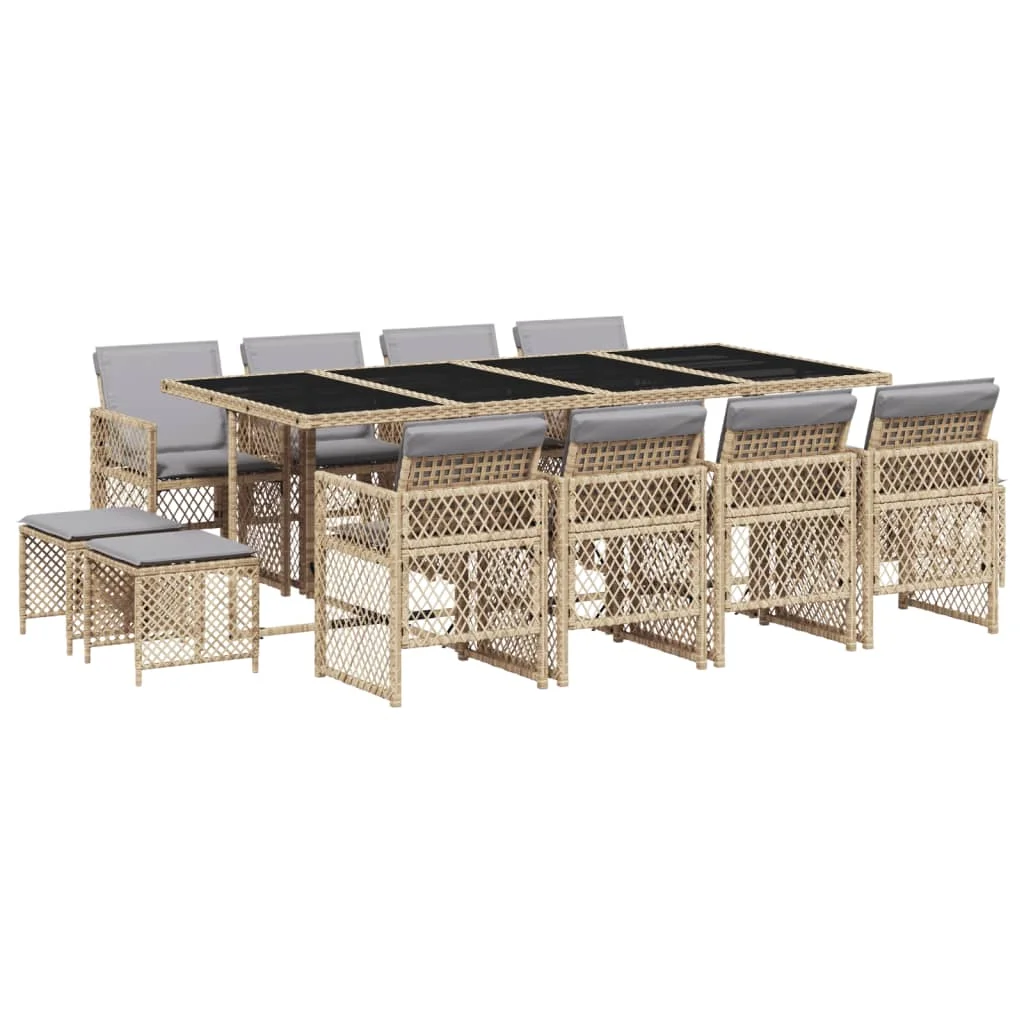 13-dielna záhrad. jedálenská sada vankúše béžová polyratan