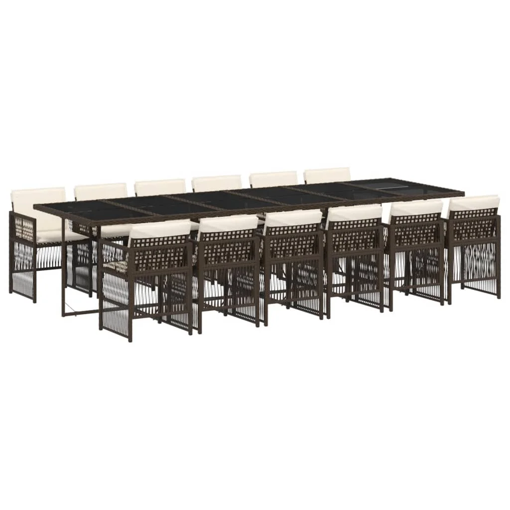 13-dielna záhradná jedálenská súprava vankúše hnedá polyratan