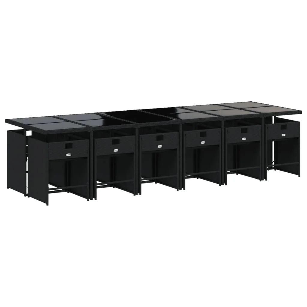 13-dielna záhr. jedálenská súprava s vankúšmi čierna polyratan