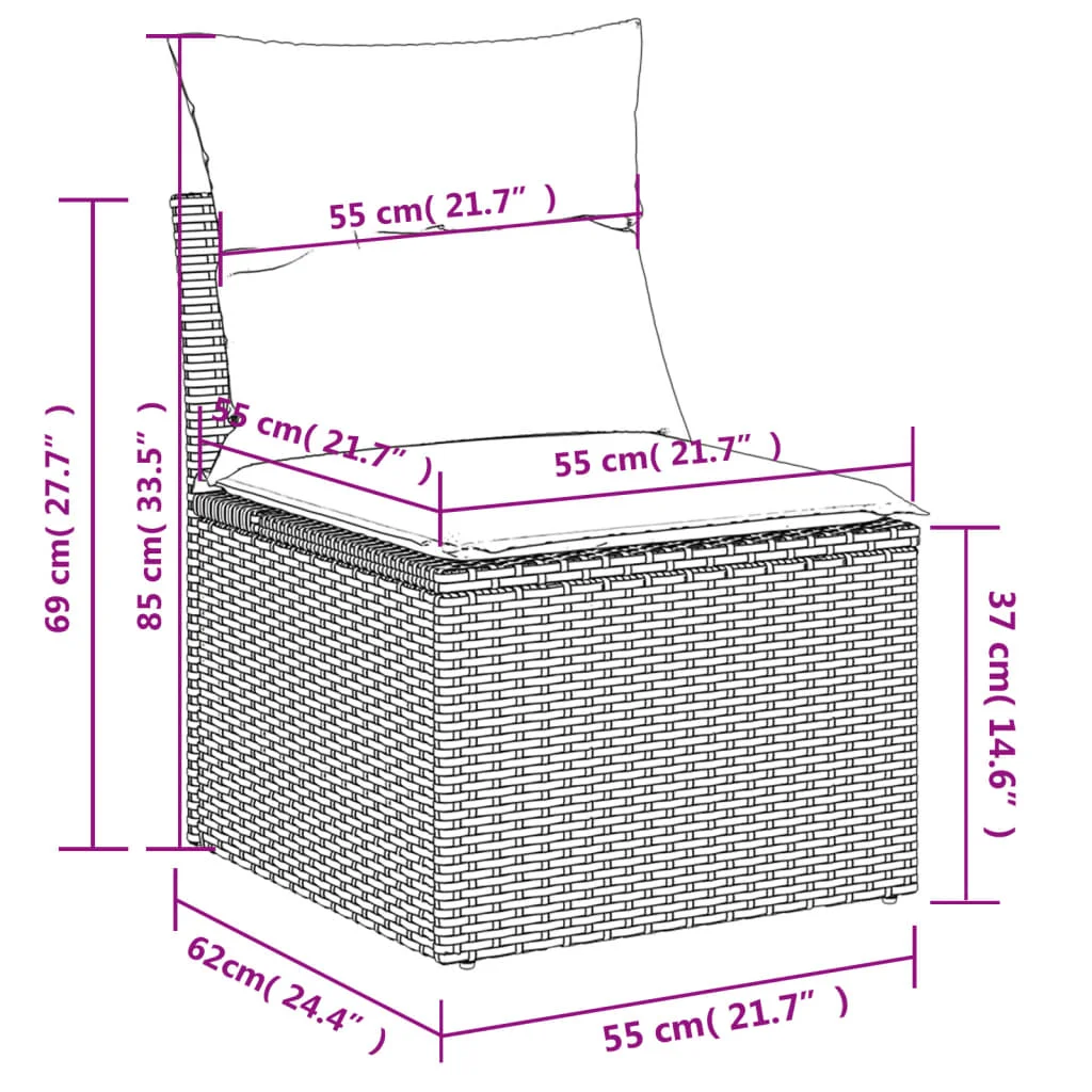 10-dielna záhradná sedacia súprava a vankúše hnedá polyratan