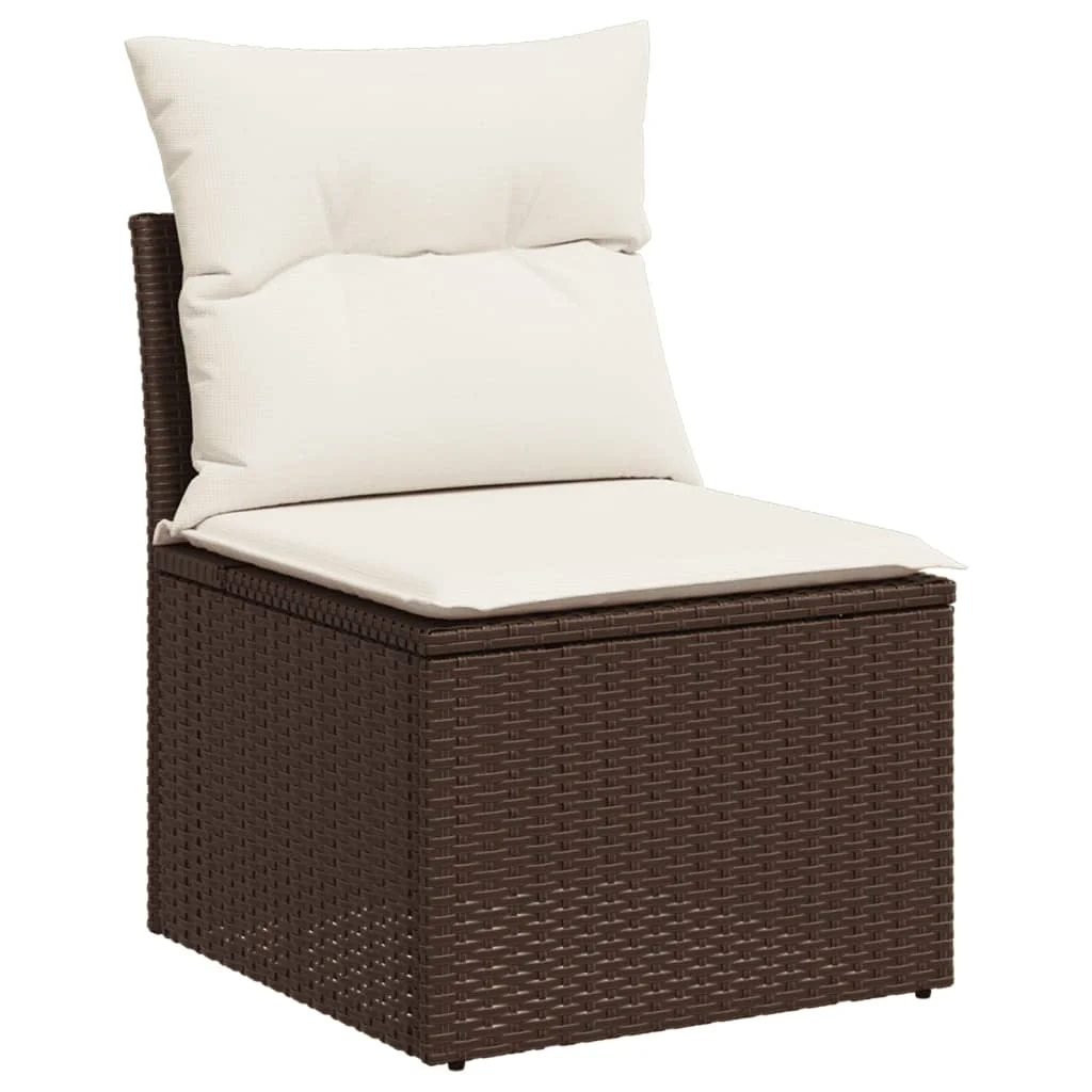 11-dielna záhradná sedacia súprava a vankúše hnedá polyratan