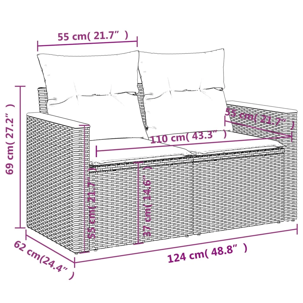 11-dielna záhrad. jedálenská sada vankúše mix béžovej polyratan