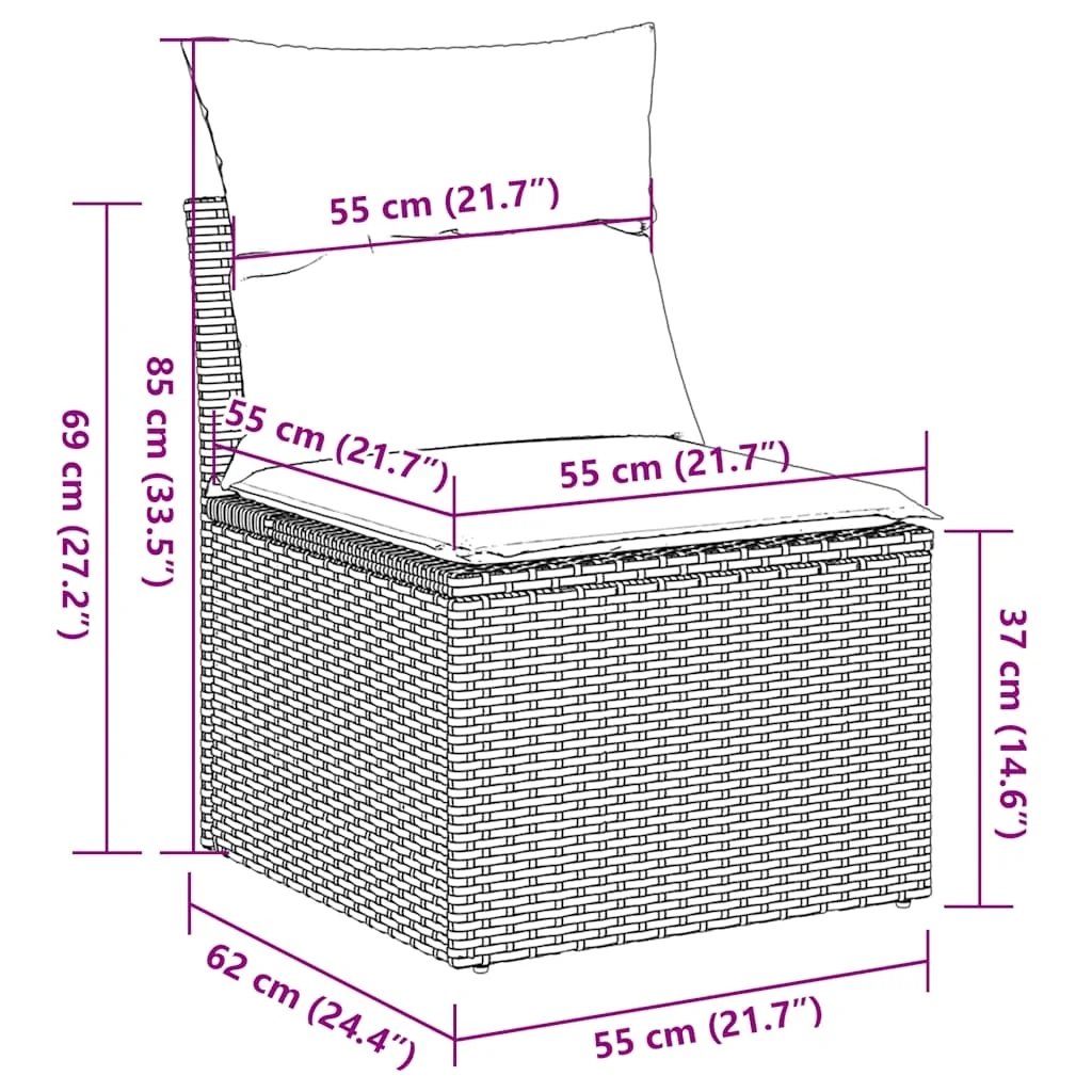 7-dielna záhradná súprava pohoviek s vankúšmi čierna polyratan