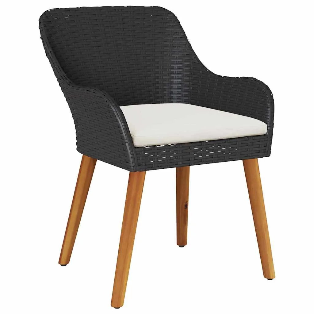 Záhradný jedálenský set s vankúšom 7 pcs Čierna polyratan