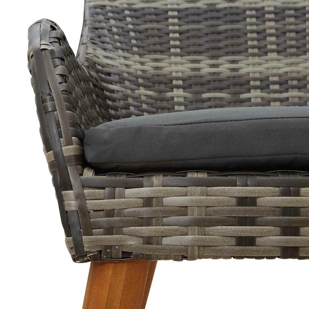 Záhradný jedálenský set s vankúšom 7 pcs Sivá polyratan
