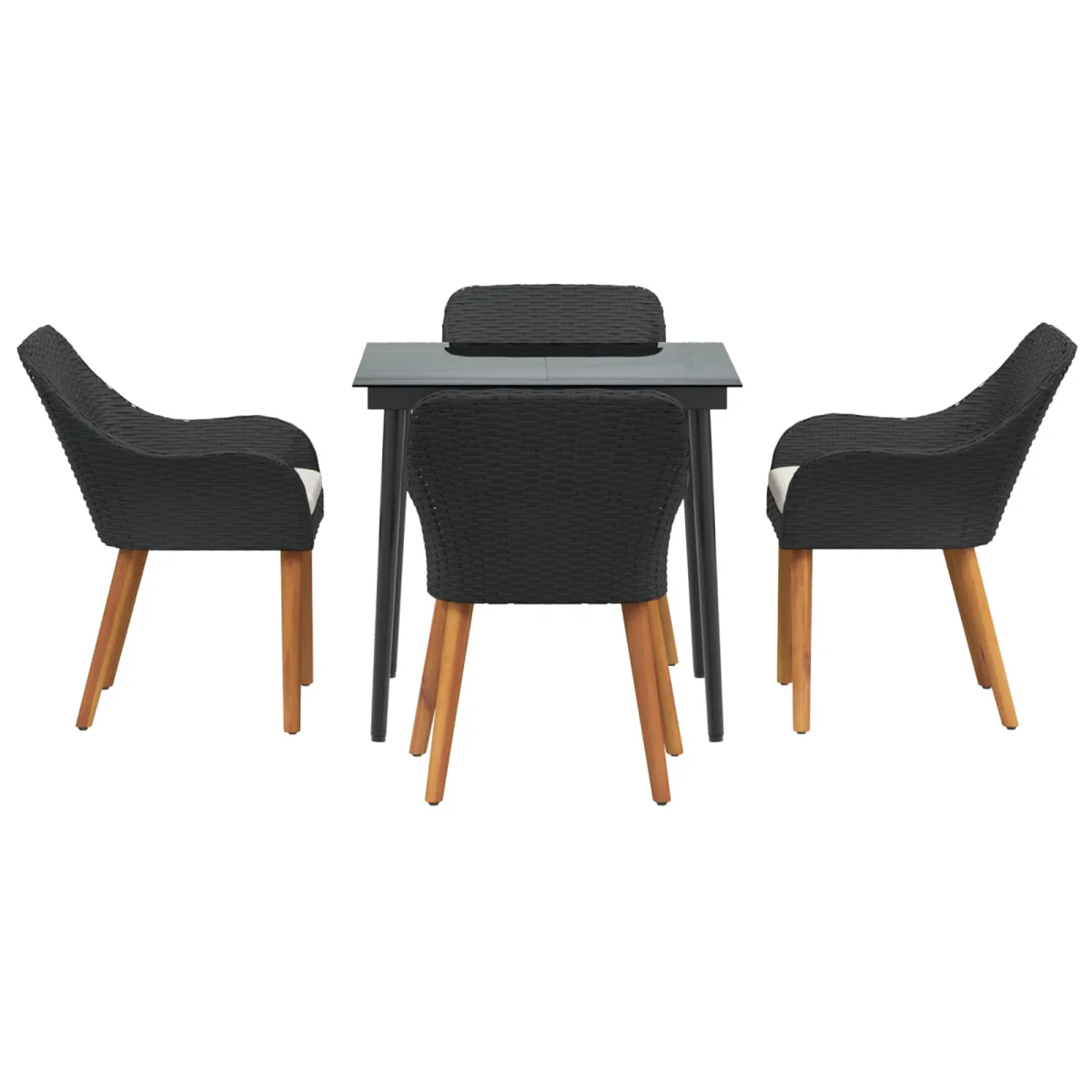 Záhradný jedálenský set s vankúšom 5 pcs Čierna polyratan