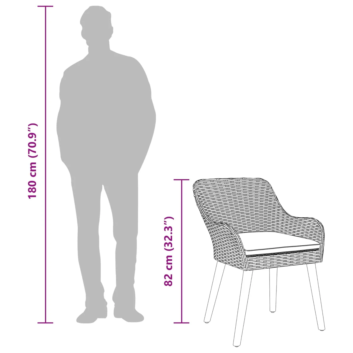 Záhradný jedálenský set s vankúšom 7 pcs Čierna polyratan