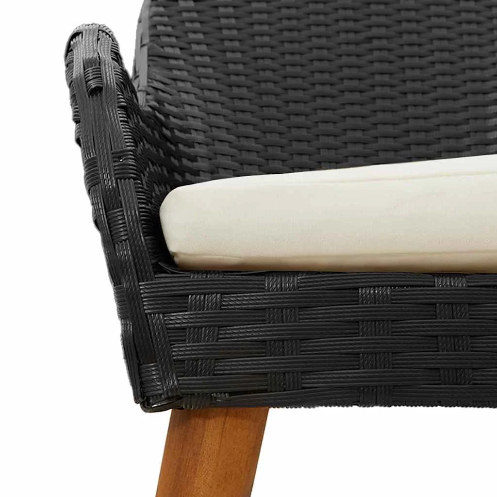 Záhradný jedálenský set s vankúšom 9 pcs Čierna polyratan