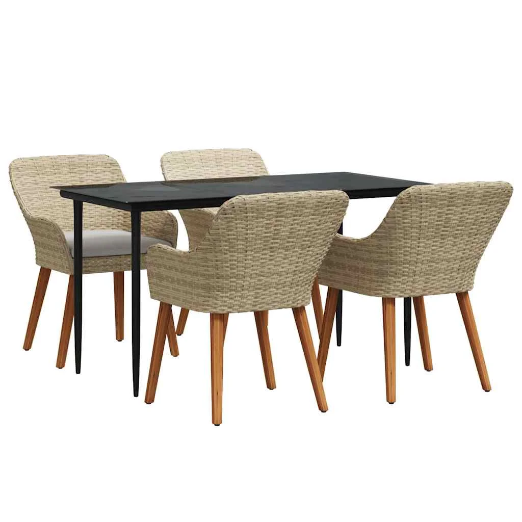 Záhradný jedálenský set s vankúšom 5 pcs Béžová polyratan