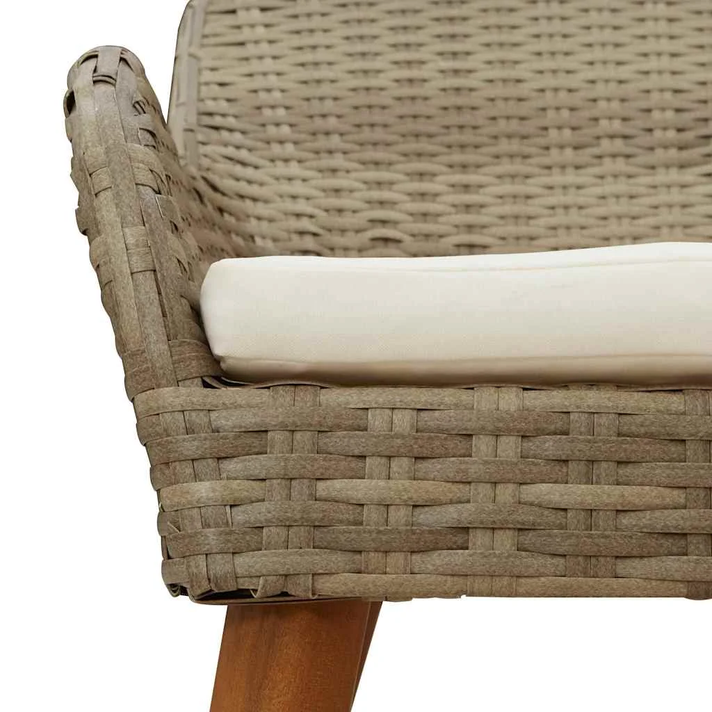 Záhradný jedálenský set s vankúšom 7 pcs Béžová polyratan
