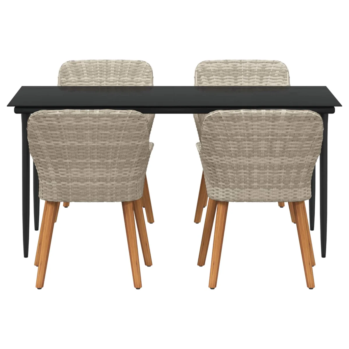 Záhradný jedálenský set s vankúšom 5 pcs Svetlosivá polyratan