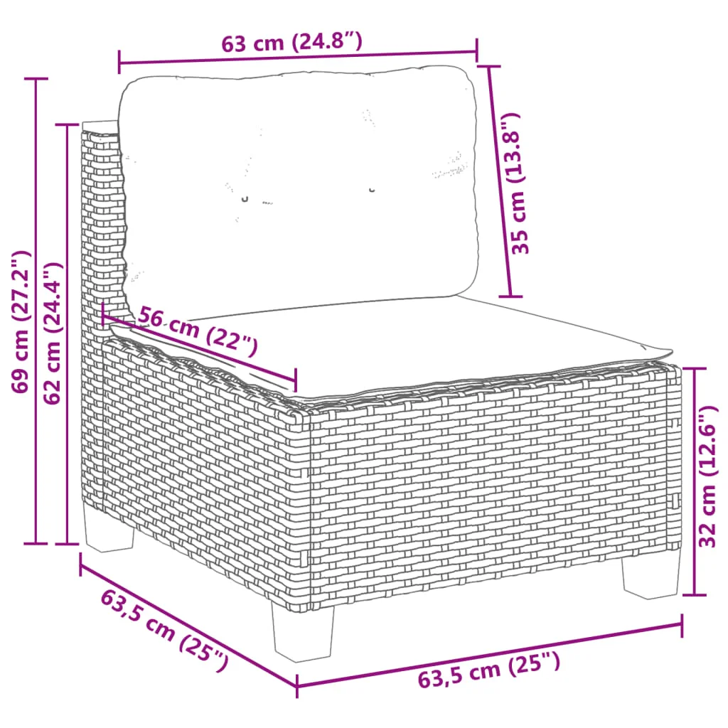 6-dielna záhradná súprava pohoviek s vankúšmi béžová polyratan