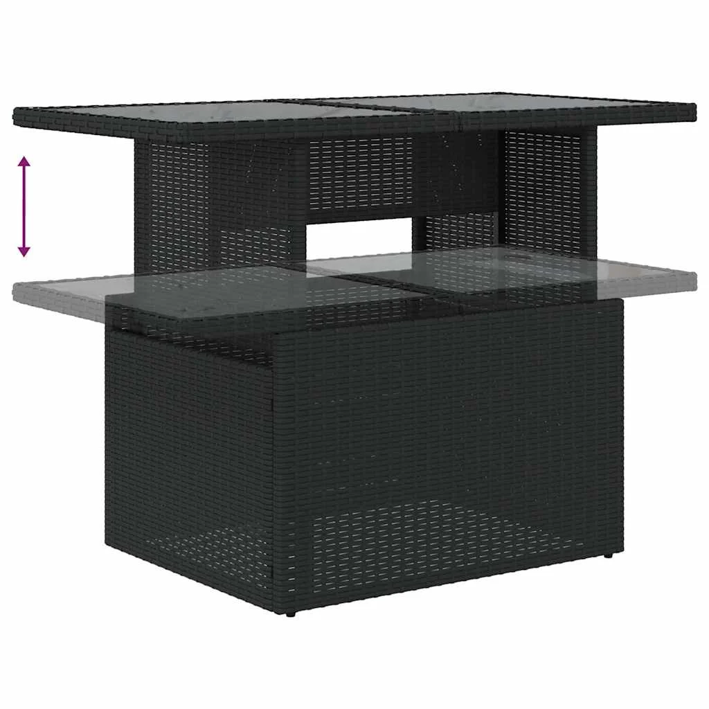 7-dielna záhradná súprava pohoviek s vankúšmi čierna polyratan