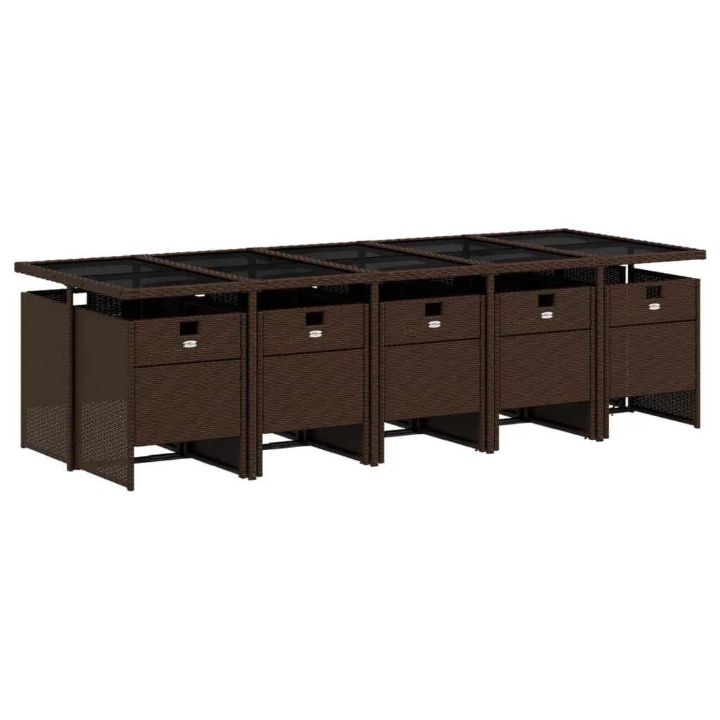 11-dielna záhradná sedacia súprava a vankúše hnedá polyratan