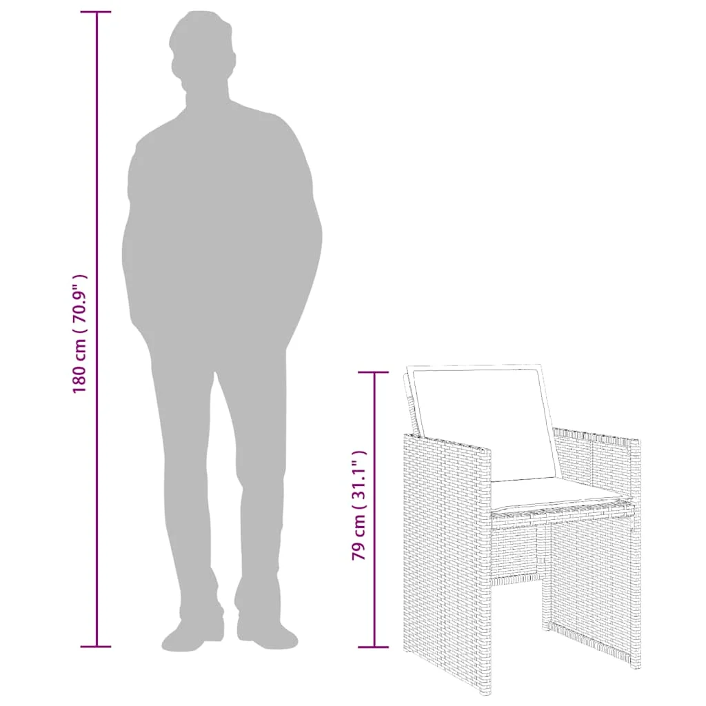 11-dielna záhradná sedacia súprava a vankúše hnedá polyratan