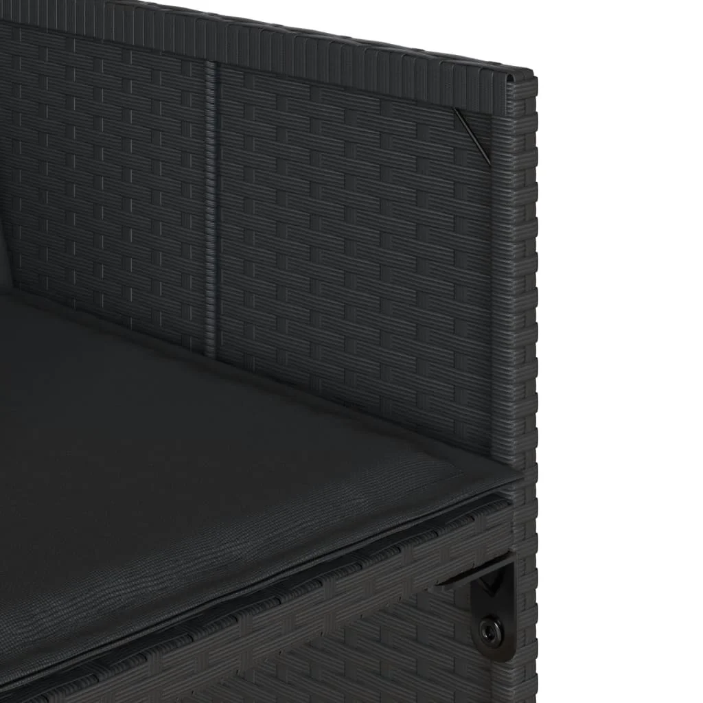 11-dielna záhradná jedálenská sada s vankúšmi čierna polyratan