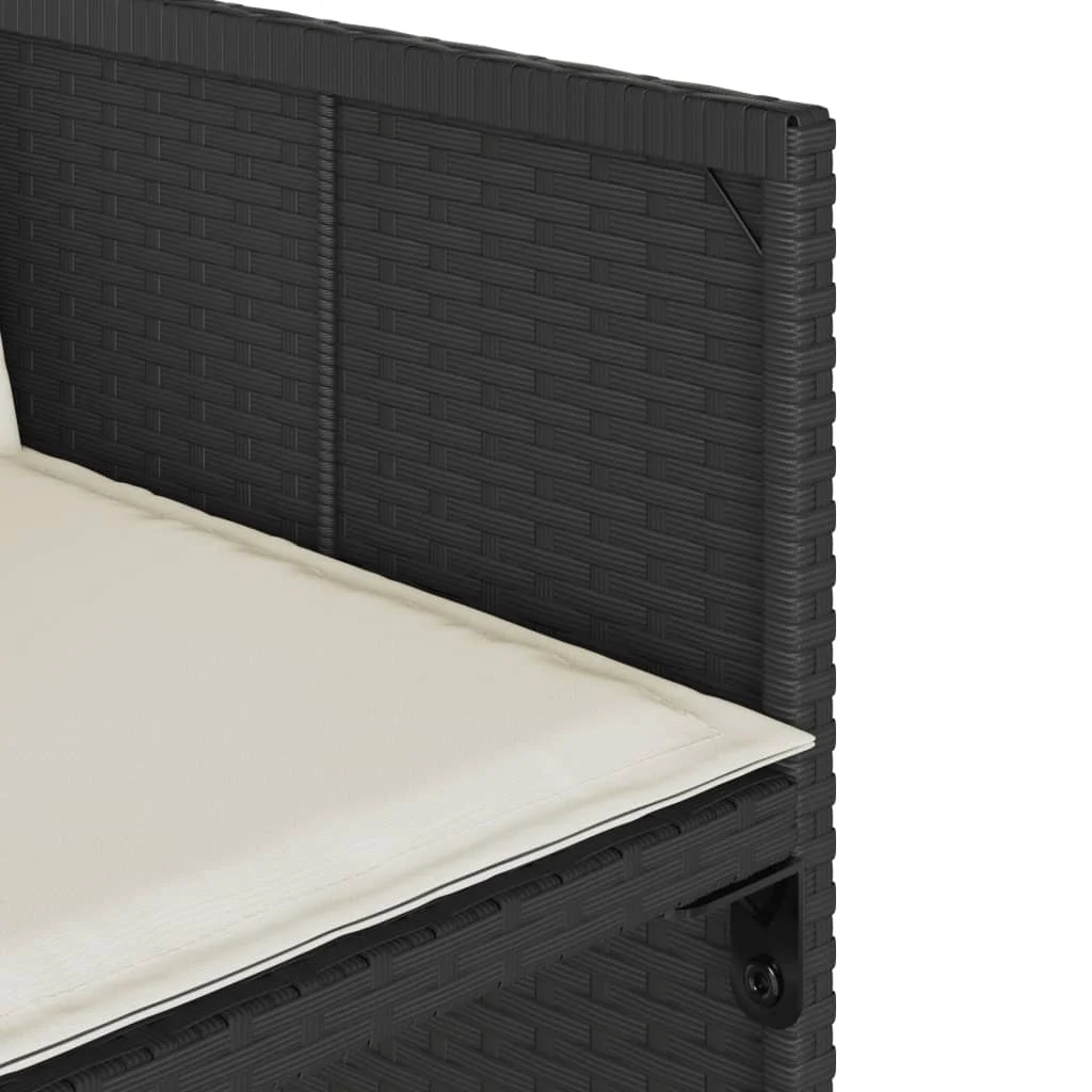 11-dielna záhradná jedálenská sada s vankúšmi čierna polyratan