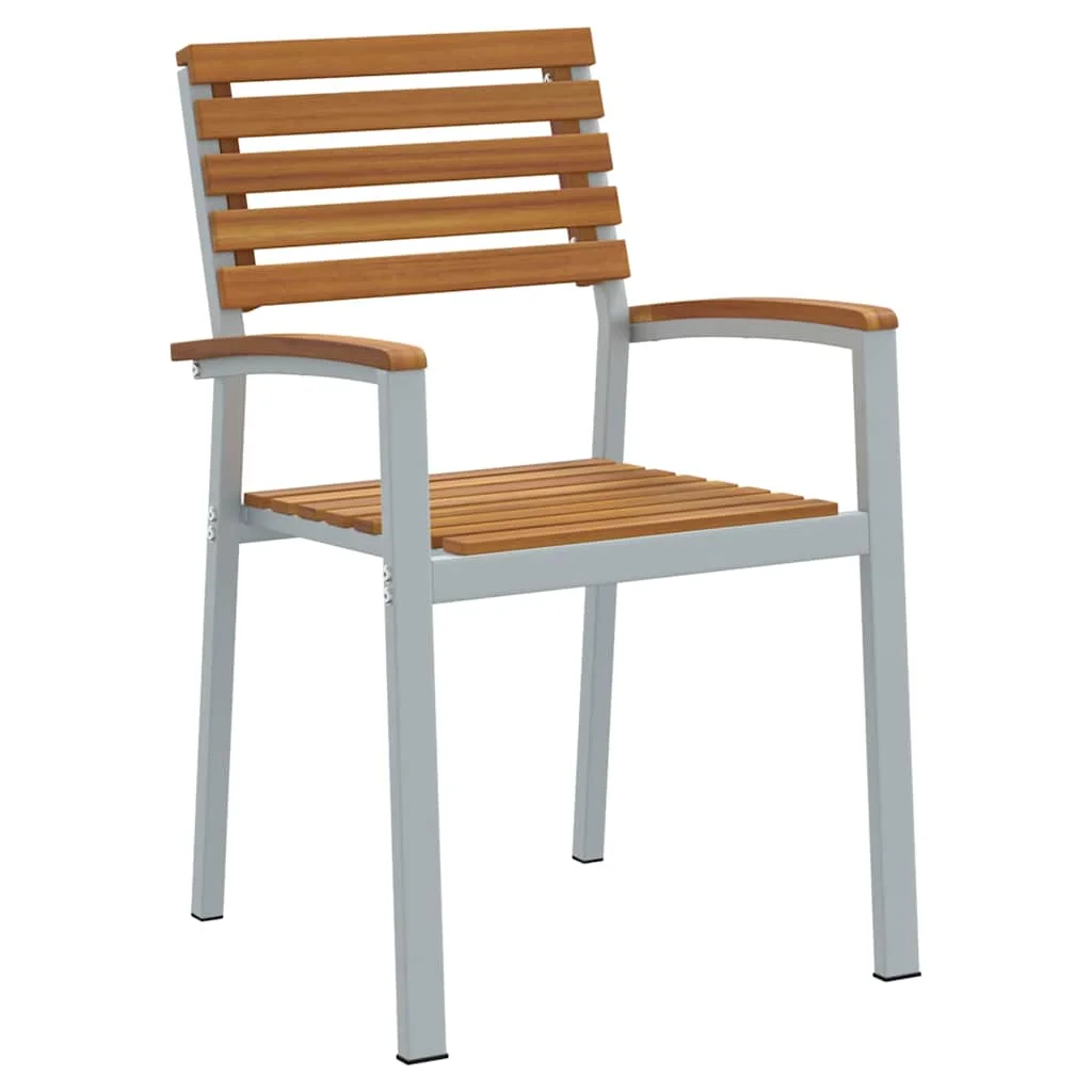 Záhradný jedálenský set 7 pcs Sivá Pevné akáciové drevo