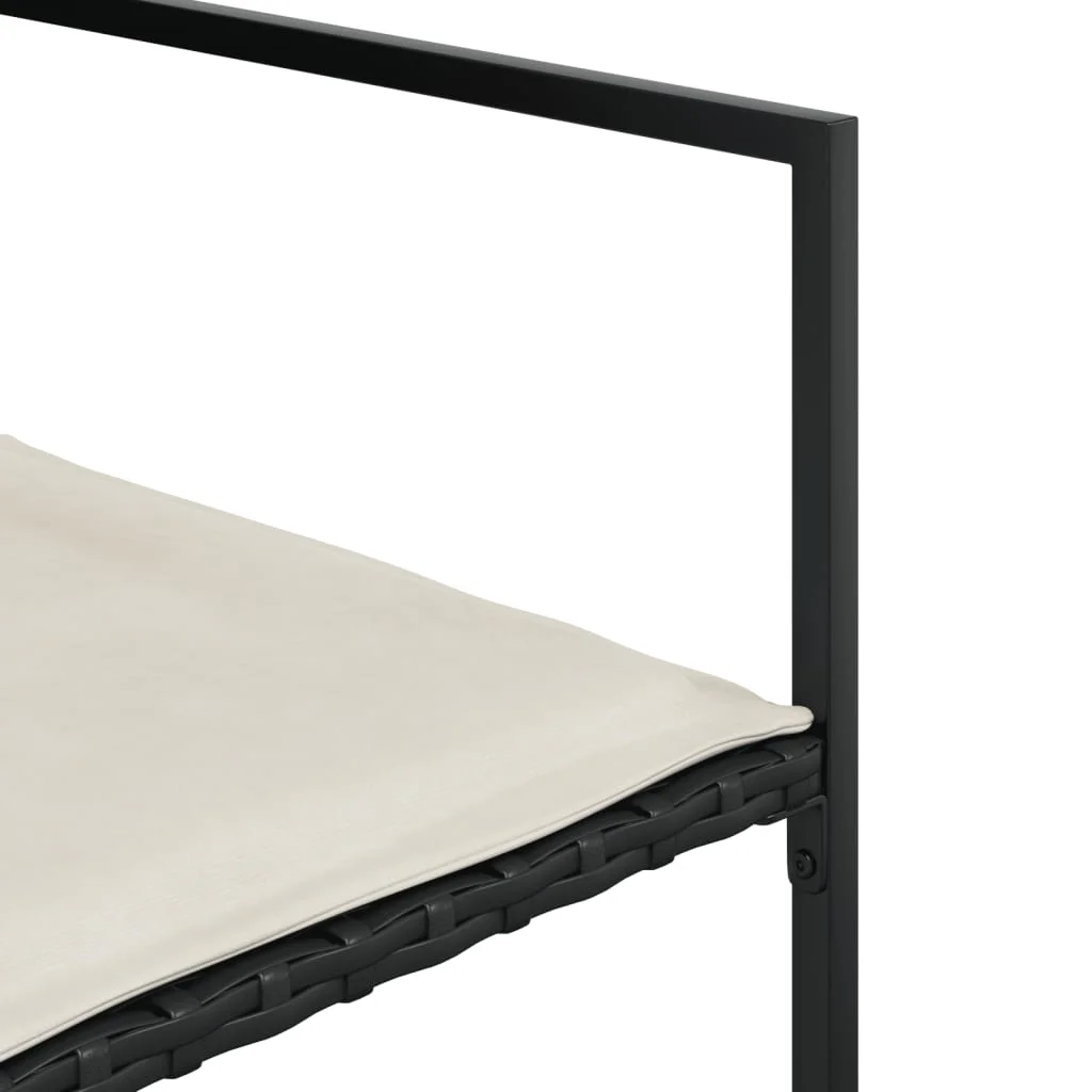 11-dielna záhradná jedálenská sada s vankúšmi čierna polyratan