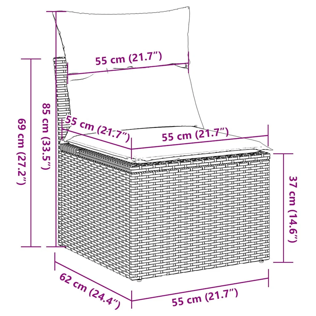 6-dielna záhradná sedacia súprava s vankúšmi hnedá polyratanová