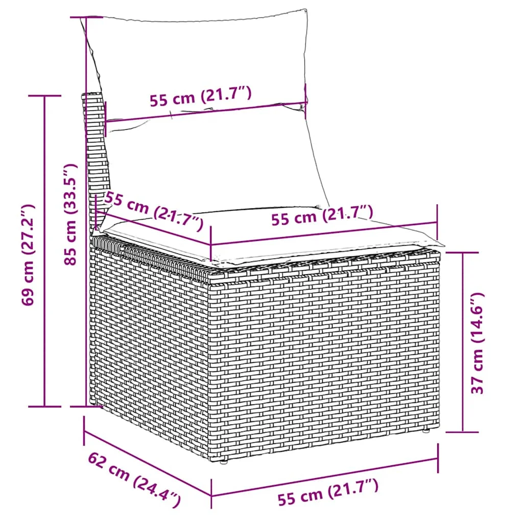 6-dielna záhradná sedacia súprava s podložkami polyratan sivá