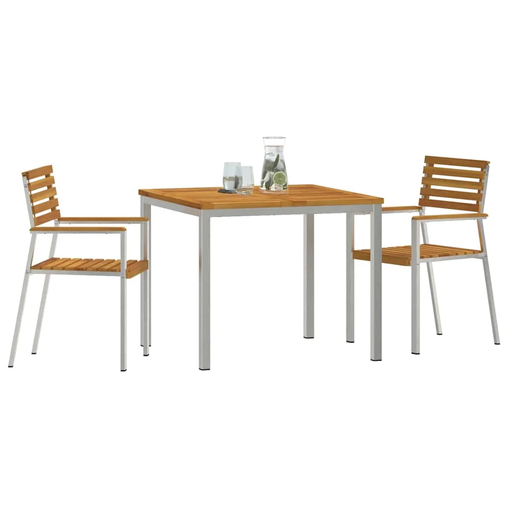 Záhradný jedálenský set 3 pcs Hnedá Pevné akáciové drevo