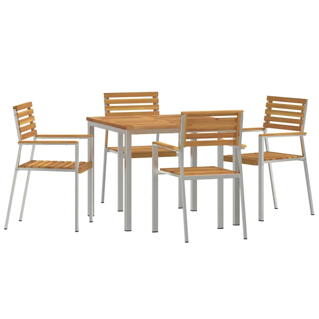 Záhradný jedálenský set 5 pcs Hnedá Pevné akáciové drevo