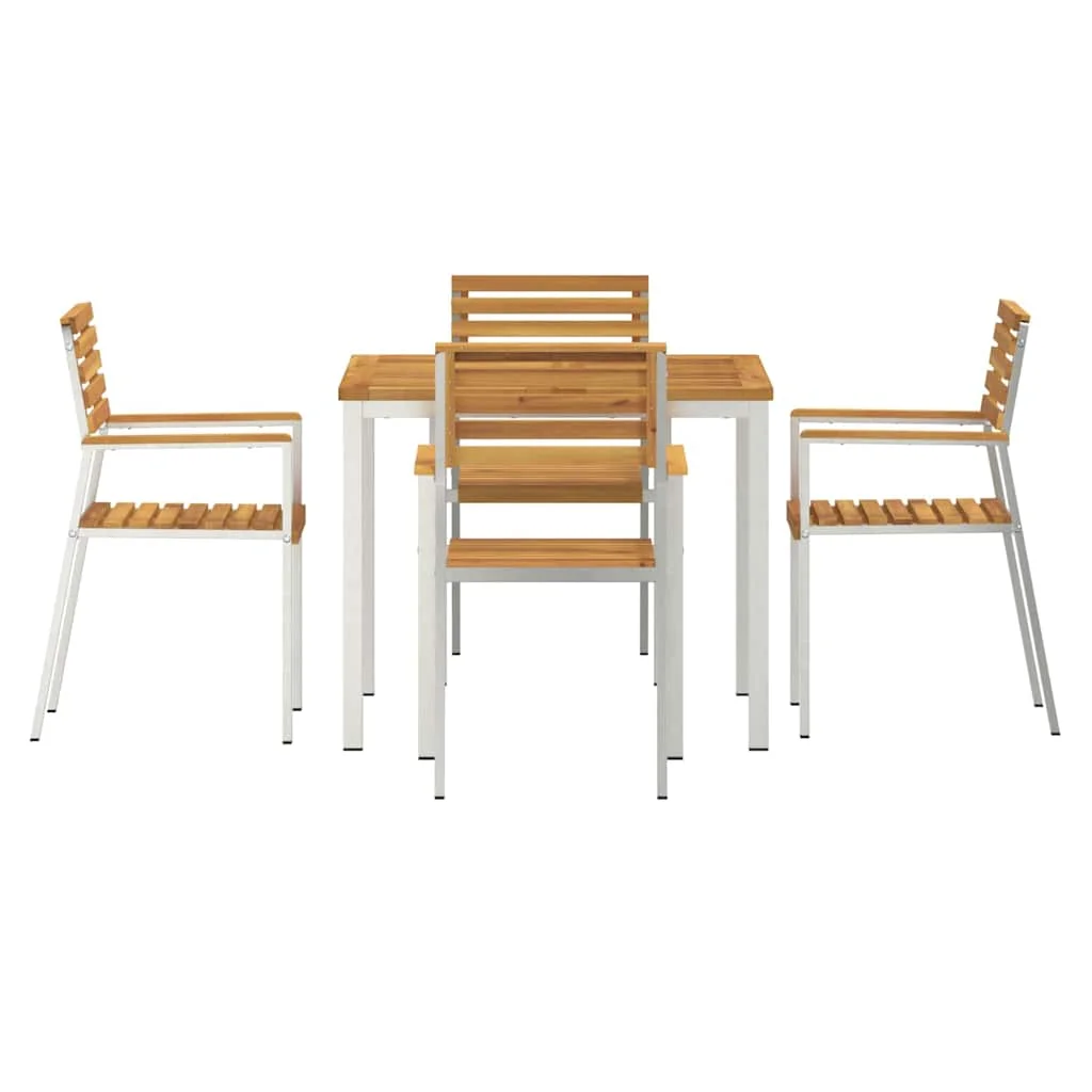 Záhradný jedálenský set 5 pcs Hnedá Pevné akáciové drevo