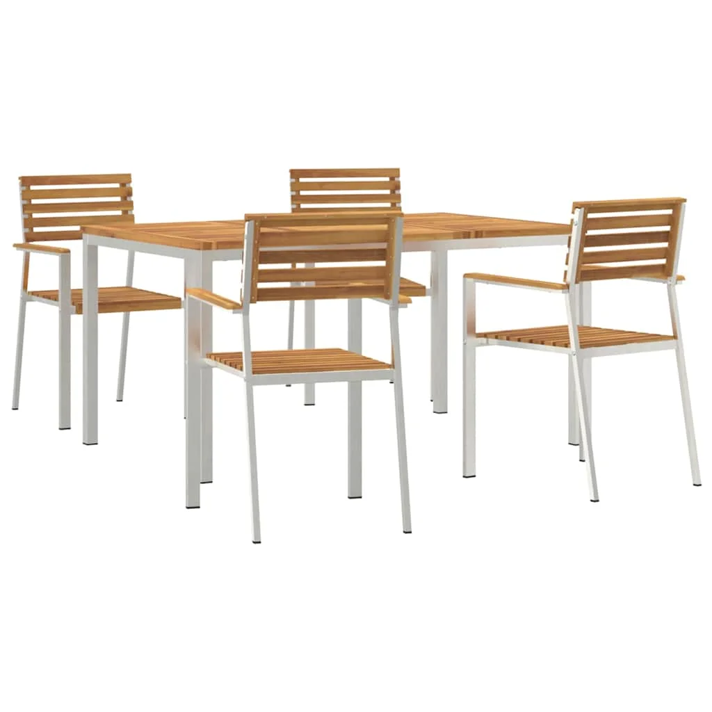 Záhradný jedálenský set 5 pcs Hnedá Pevné akáciové drevo