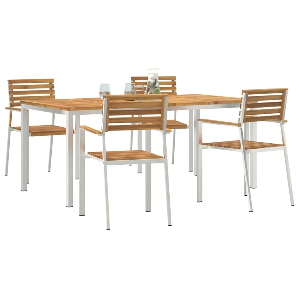 Záhradný jedálenský set 5 pcs Hnedá Pevné akáciové drevo