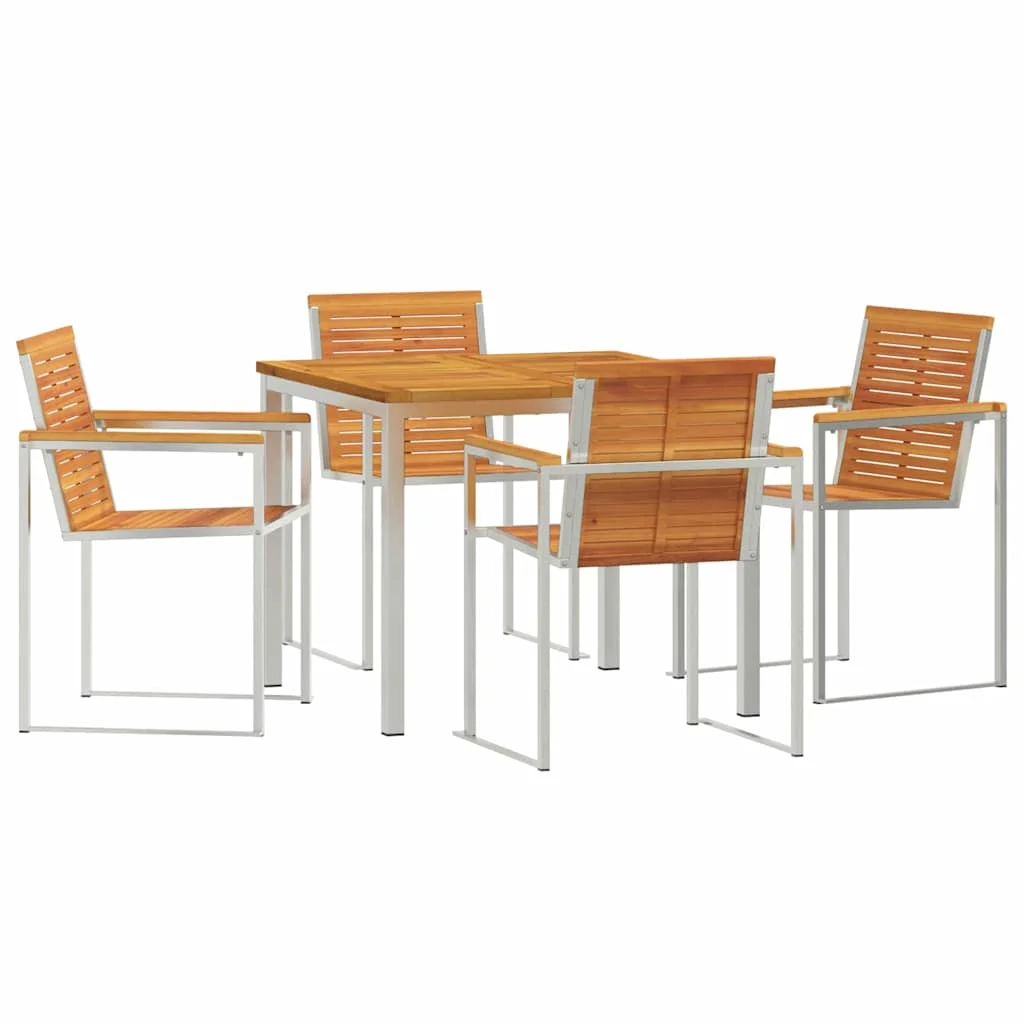 Záhradný jedálenský set 5 pcs Hnedá Pevné akáciové drevo