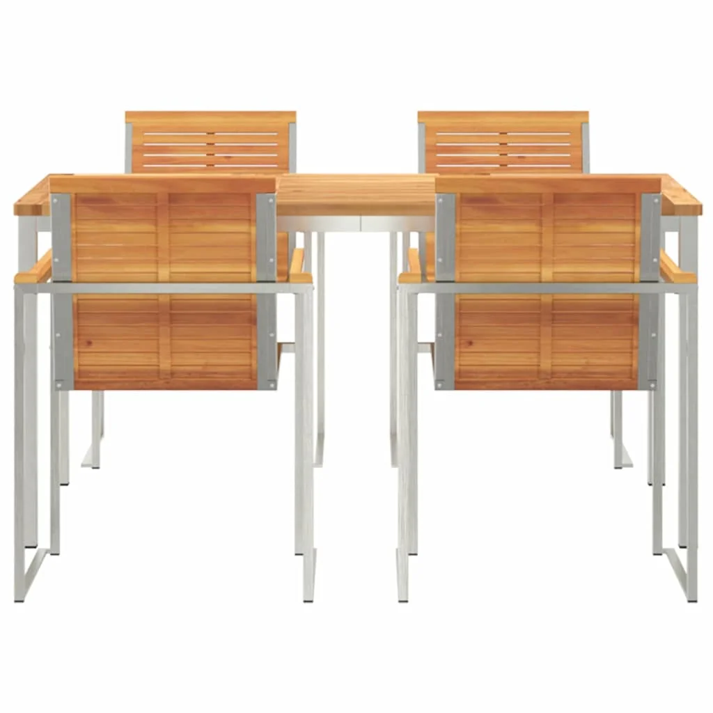 Záhradný jedálenský set 5 pcs Hnedá Pevné akáciové drevo