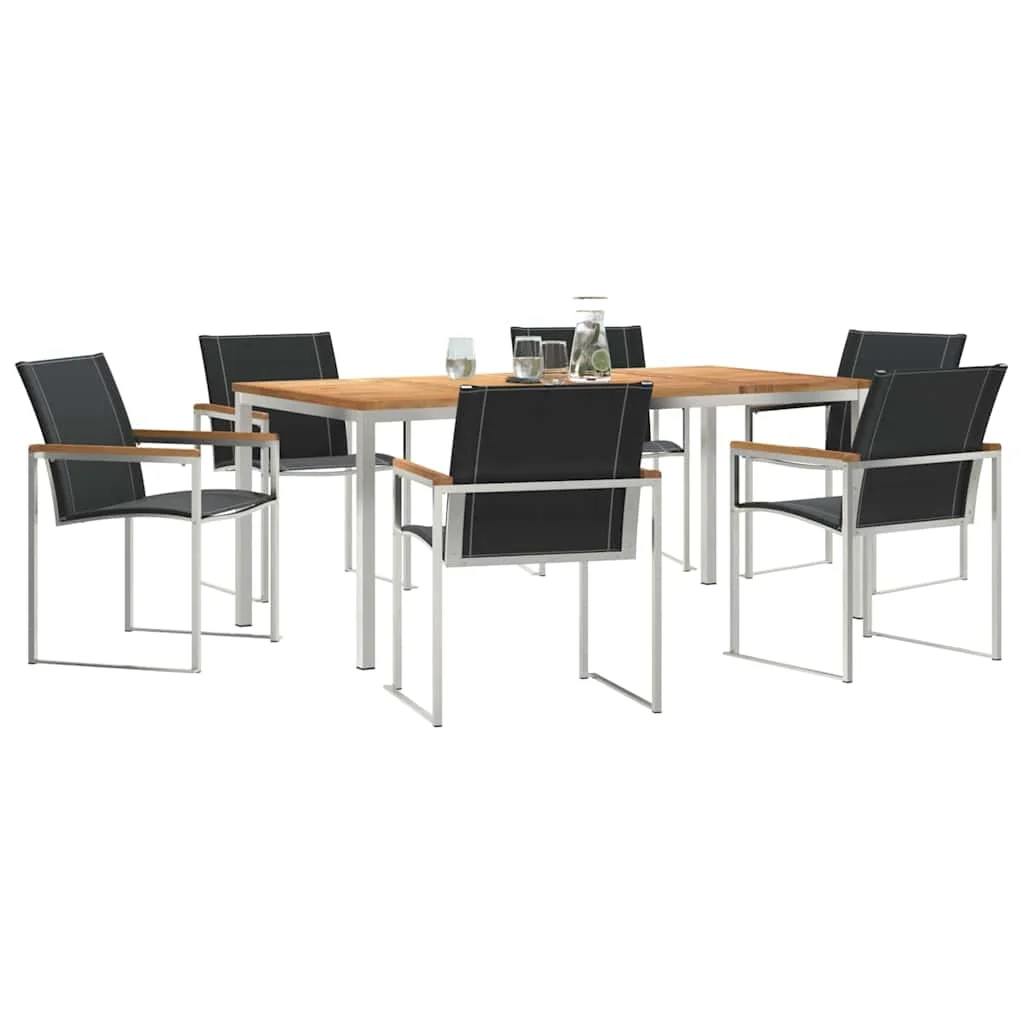 Záhradný jedálenský set 7 pcs Hnedá Pevné akáciové drevo