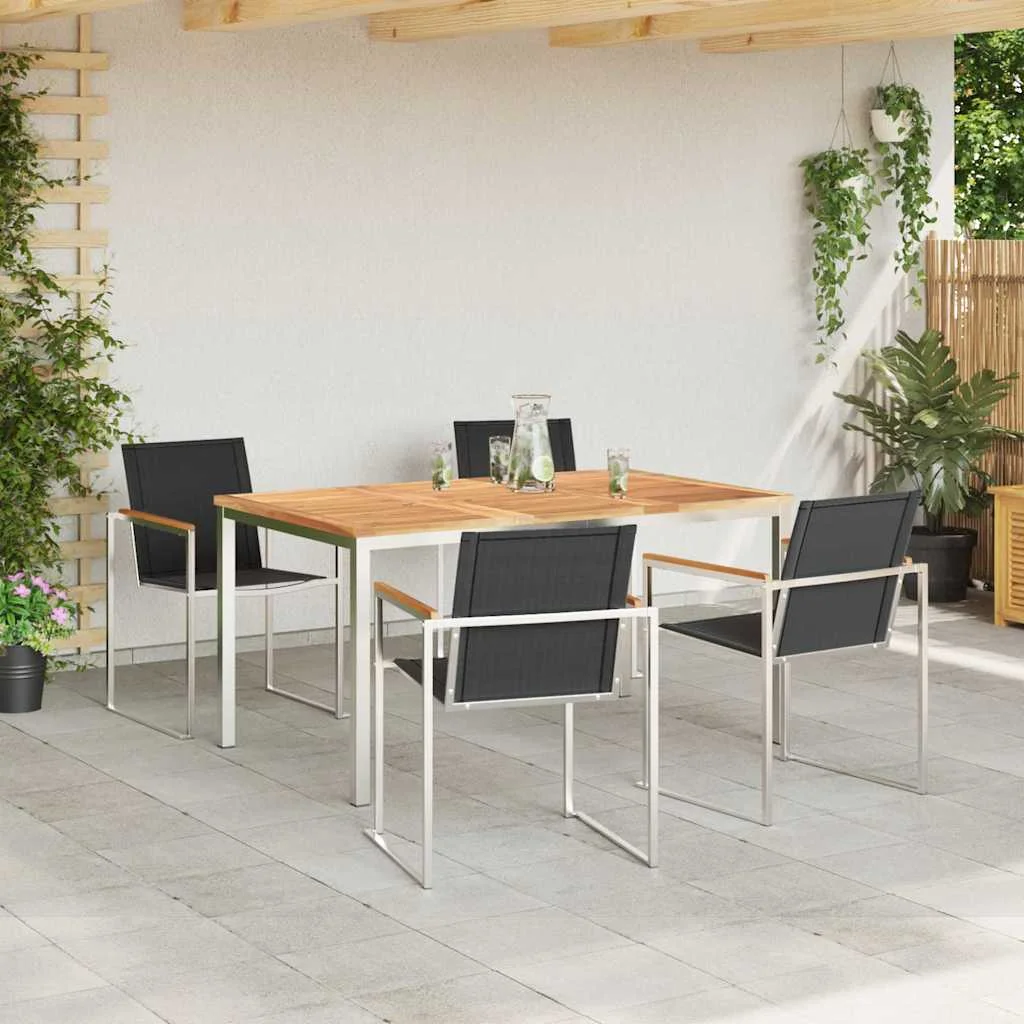 Záhradný jedálenský set 5 pcs Hnedá Husté teakové drevo