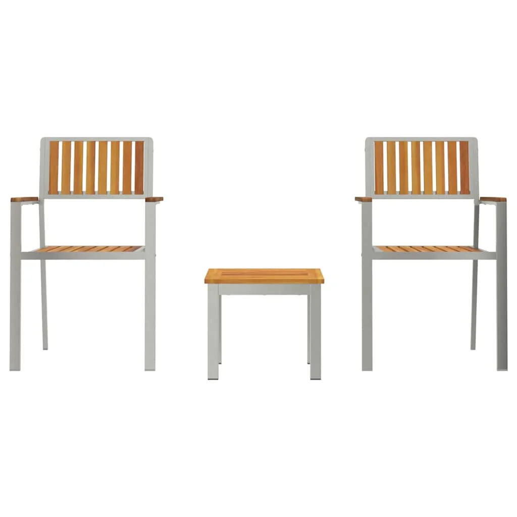 Záhradný jedálenský set 3 pcs Hnedá Pevné akáciové drevo