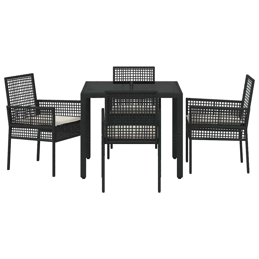 Záhradný jedálenský set 5 pcs Čierna polyratan