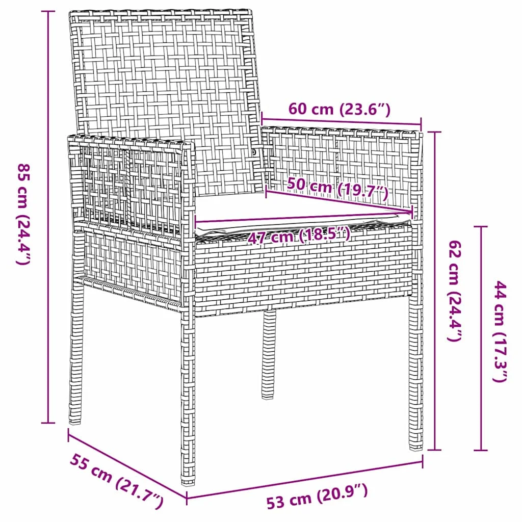 Záhradný jedálenský set 5 pcs Čierna polyratan