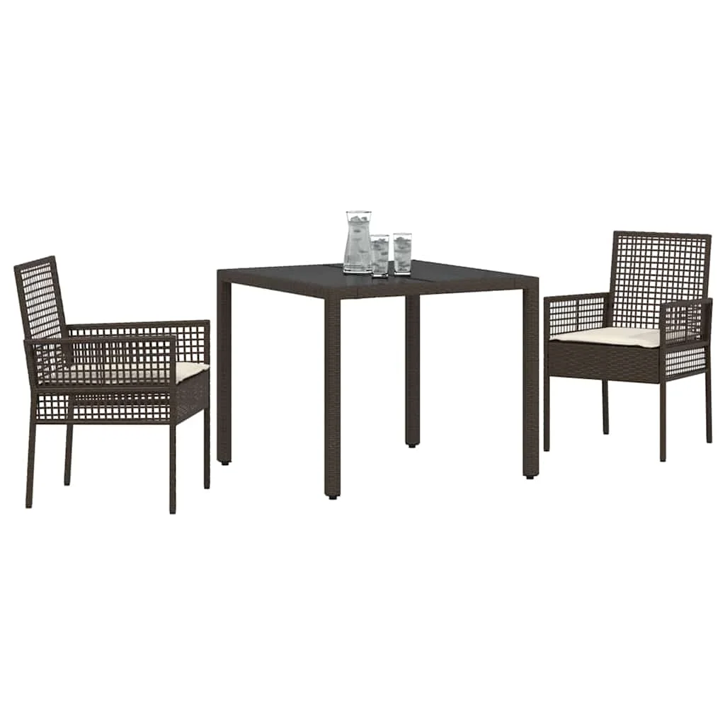 Záhradný jedálenský set 3 pcs Hnedá polyratan