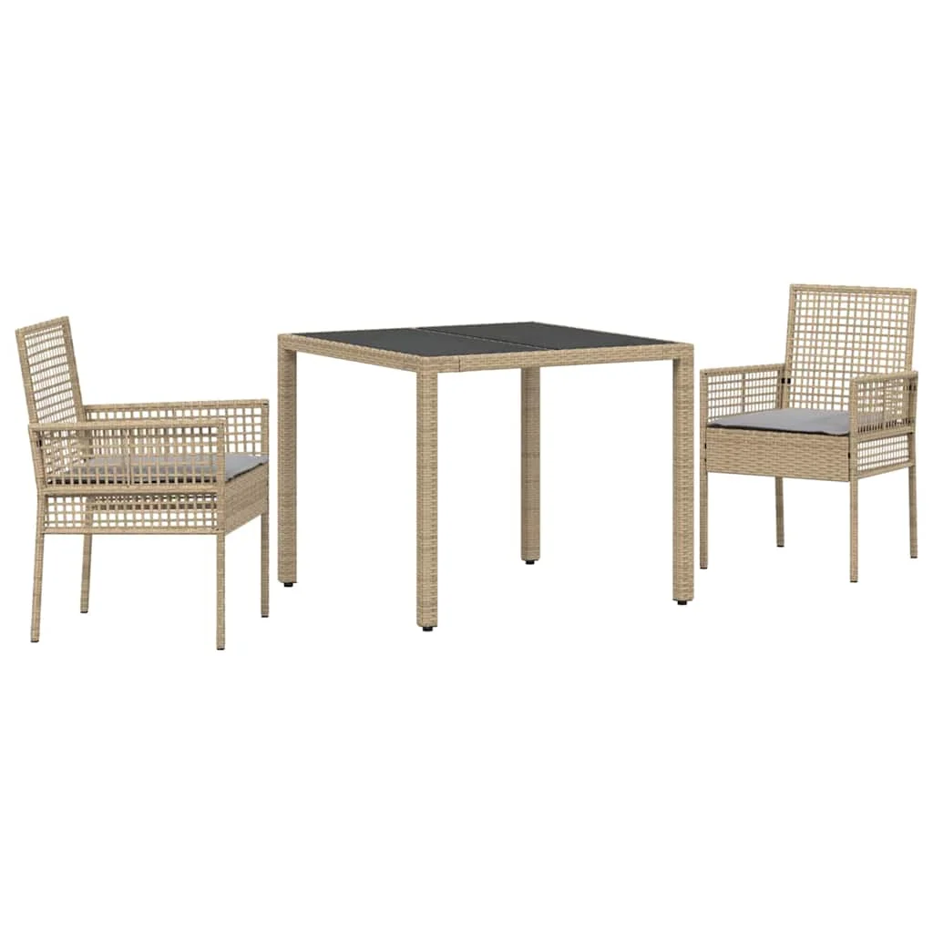 Záhradný jedálenský set 3 pcs Béžová polyratan