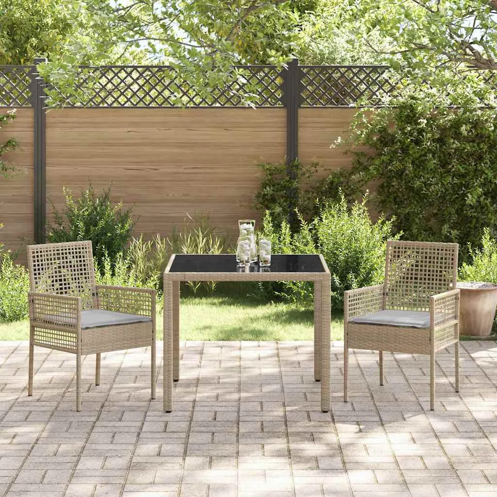 Záhradný jedálenský set 3 pcs Béžová polyratan