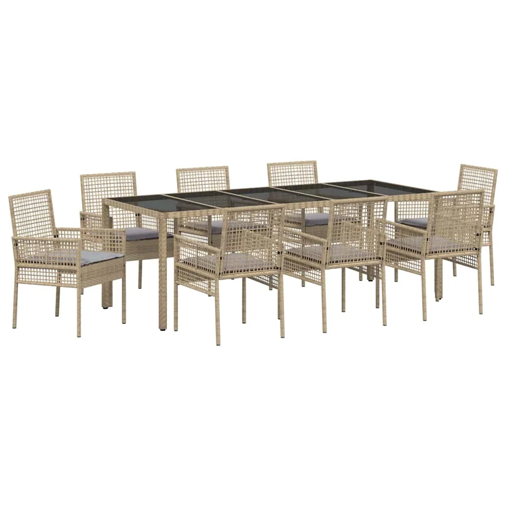 Záhradný jedálenský set 9 pcs Béžová polyratan