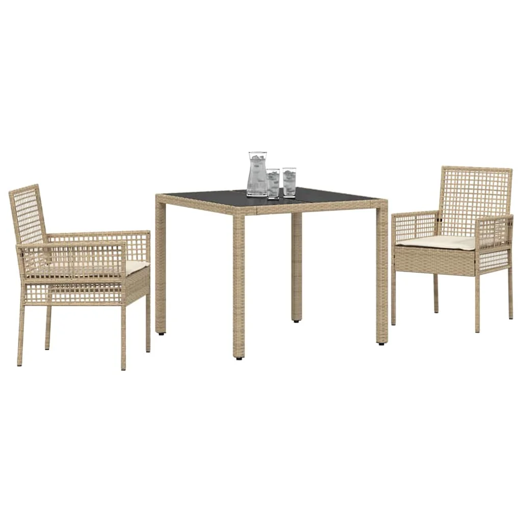 Záhradný jedálenský set 3 pcs Béžová polyratan