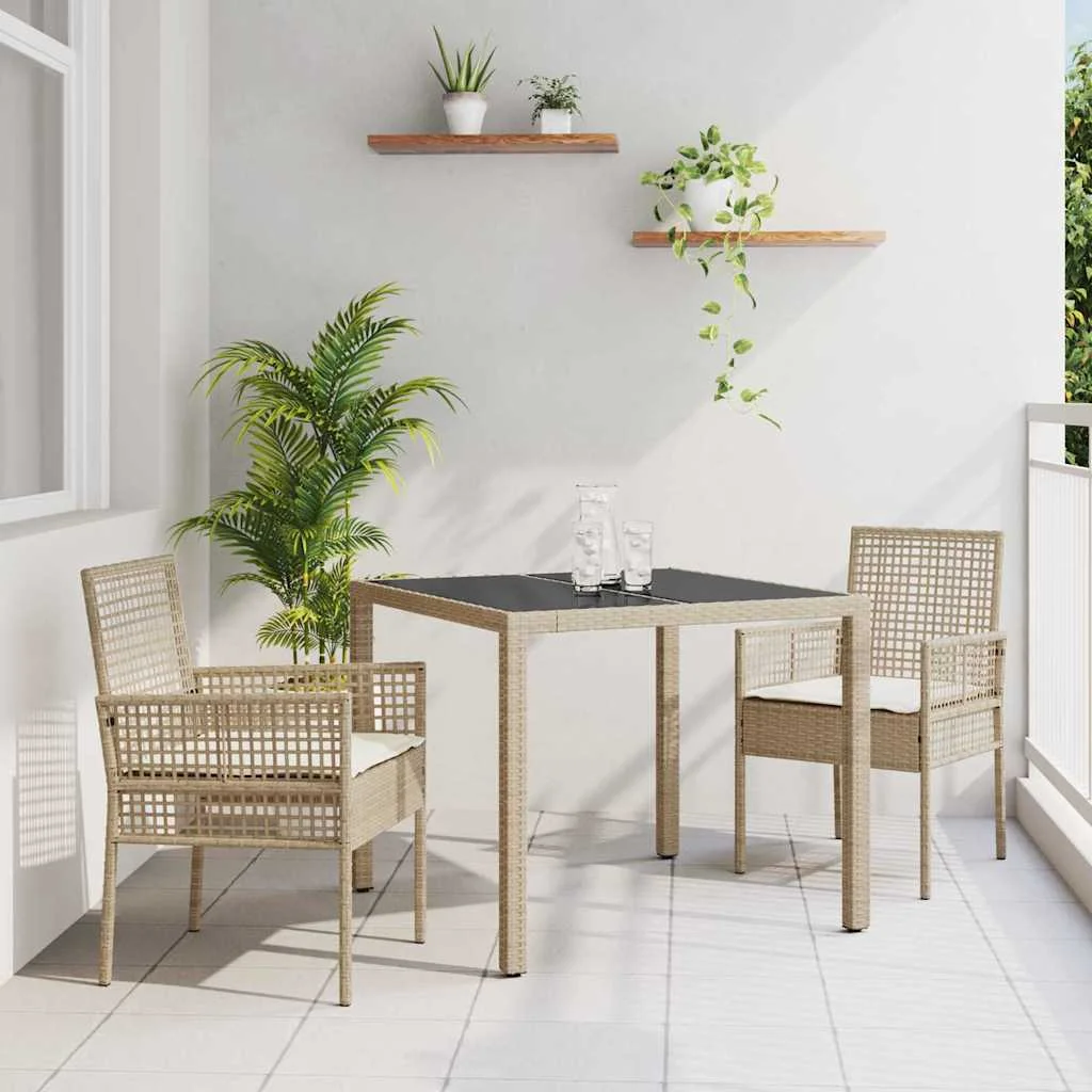 Záhradný jedálenský set 3 pcs Béžová polyratan