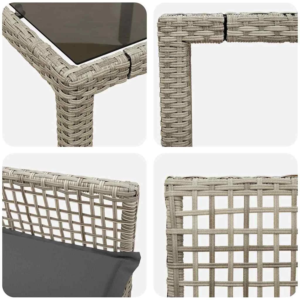 Záhradný jedálenský set 3 pcs Svetlosivá polyratan