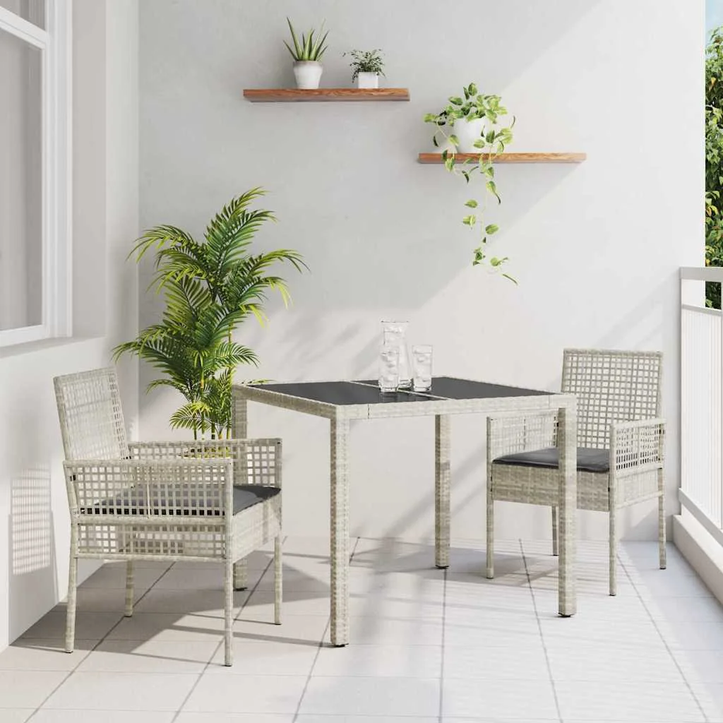 Záhradný jedálenský set 3 pcs Svetlosivá polyratan