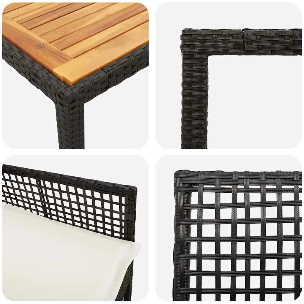 Záhradný jedálenský set 3 pcs Čierna polyratan