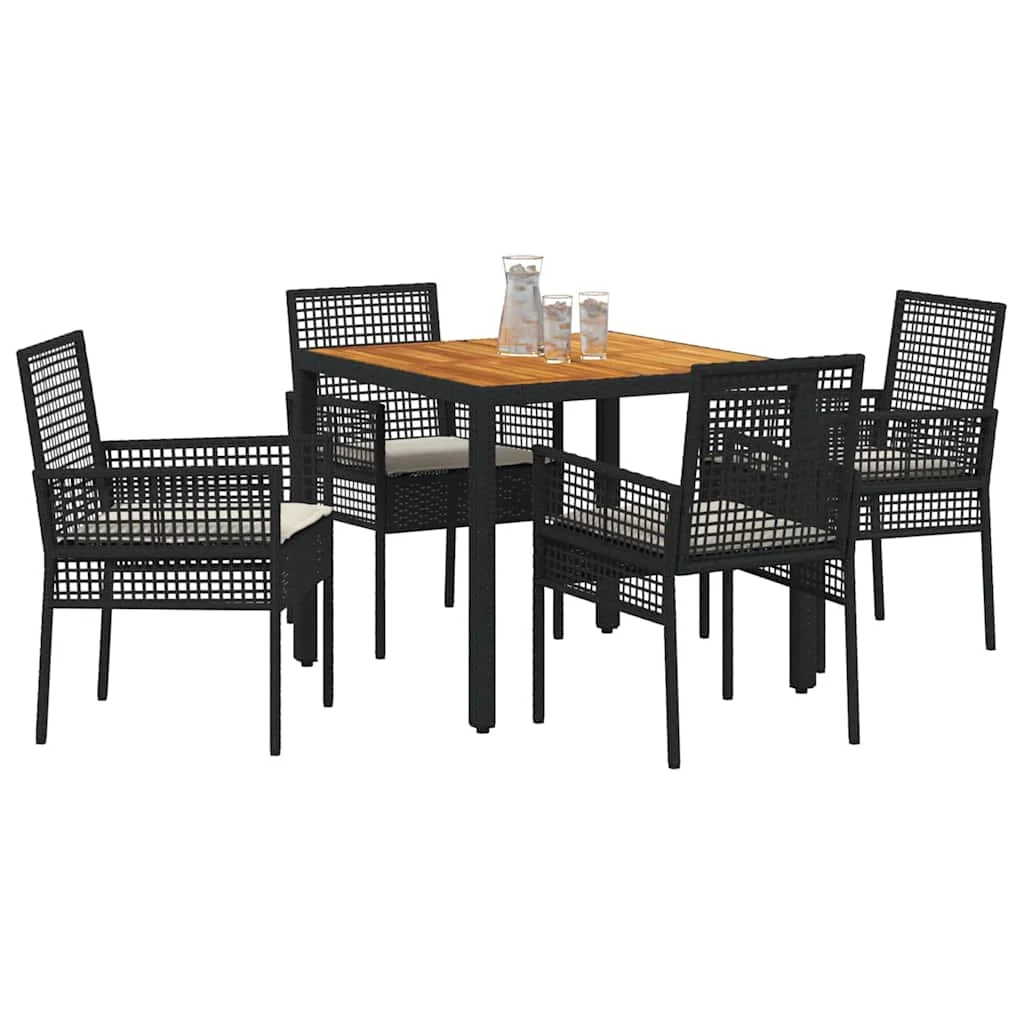 Záhradný jedálenský set 5 pcs Čierna polyratan