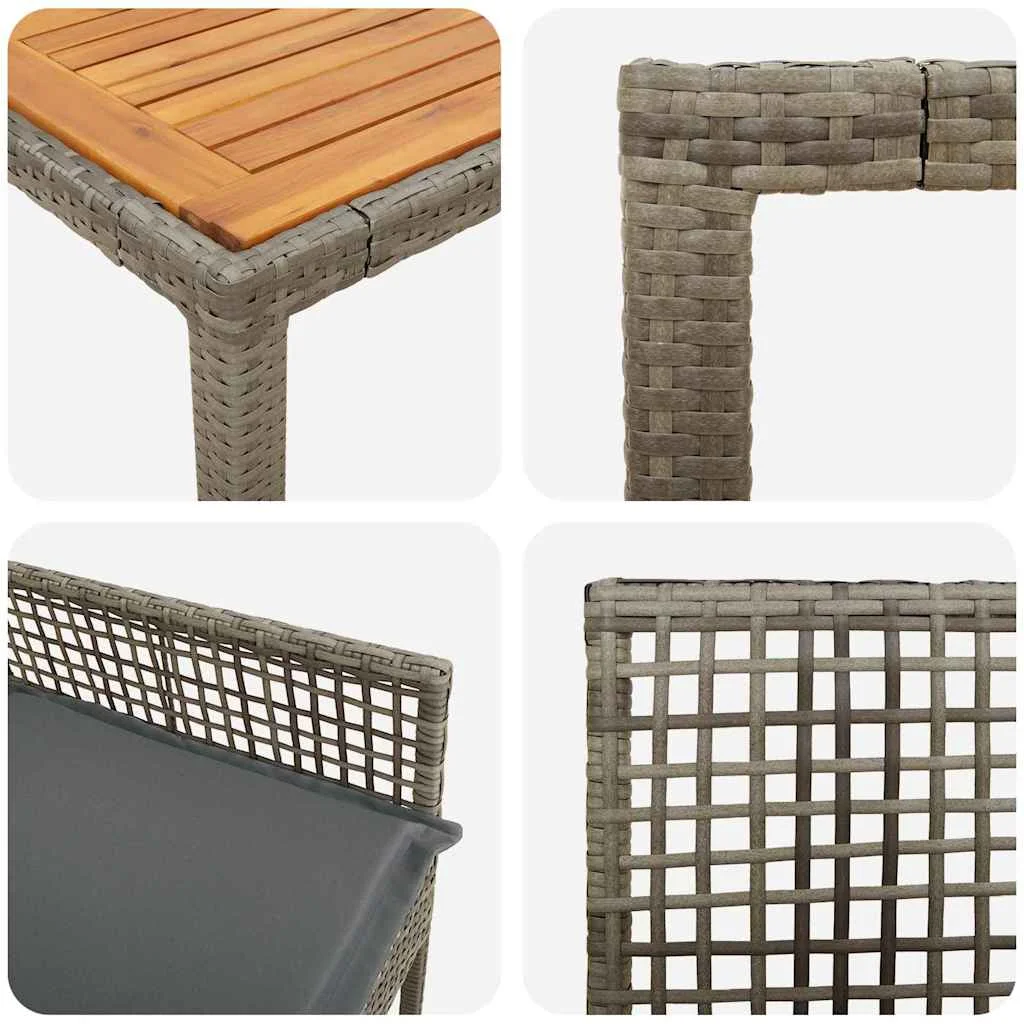 Záhradný jedálenský set 3 pcs Sivá polyratan